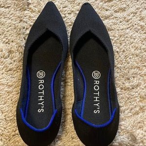 Black Solid Rothy’s Pointed Toe Fabric Flats. Make an offer!!!